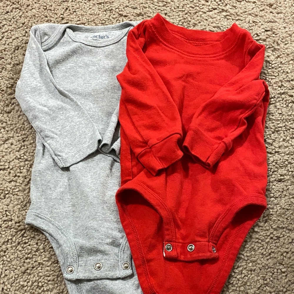 6mo Carter's Vibrant Red and Classic Gray Bodysuits
